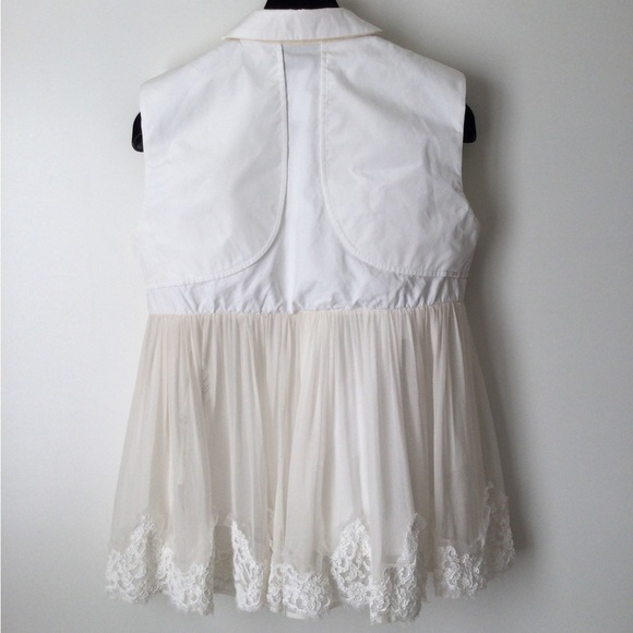 Sacai Tops - SACAI Japan Pleated 5 Fabric Lace-Back Shirt Blouse $930